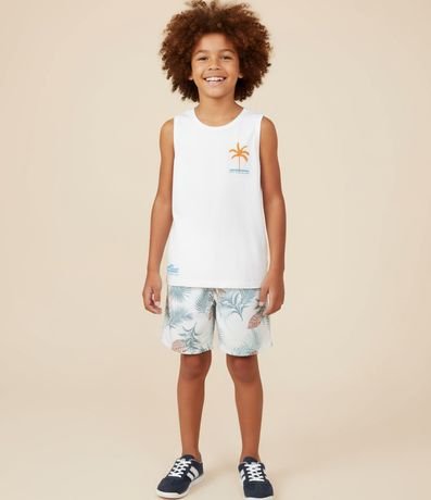 Bermuda Infantil con Estampa de Follaje - Talle 5 a 14 años 2