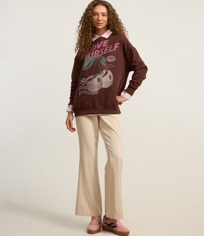 Saco Over con Forro Fleece y Estampa Cerezas 2