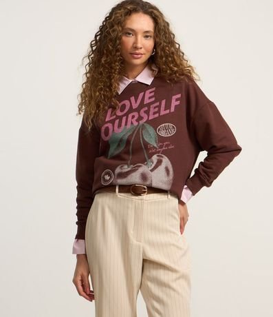 Saco Over con Forro Fleece y Estampa Cerezas 3