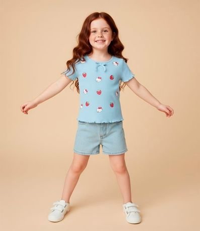 Blusa Infantil Acanalada con Estampa Hello Kitty y Frutillas - Talle 5 a 14 años 2