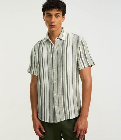 Camisa en Algodón con Textura y Rayas 3