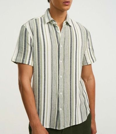 Camisa en Algodón con Textura y Rayas 4