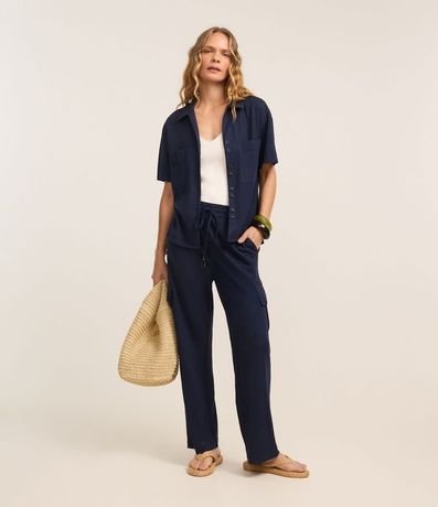 Pantalón Ligero en Malla Orly con Bolsillos Laterales