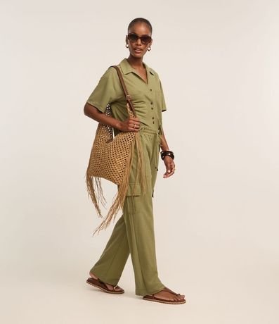 Pantalón Ligero en Malla Orly con Bolsillos Laterales