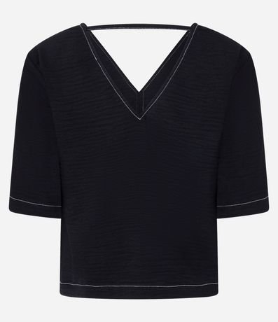 Blusa en Airflow con Escote V y Pespunte Contrastante 6