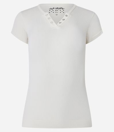 Blusa de Pijama en Rib con Botones en el Escote 1