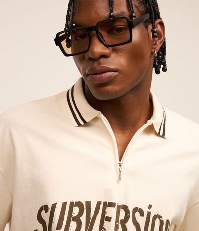 Camisa Oversized Cuello Polo con Cremallera en Algodón con Estampa de Lobos "Subversion" 6