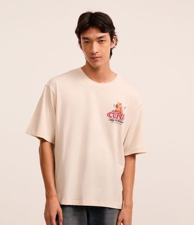 Remera Boxy en Algodón con Estampa de Capivara Cupido