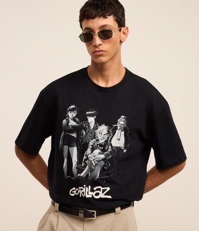 Remera Relaxede en Algodón con Estampa Gorillaz