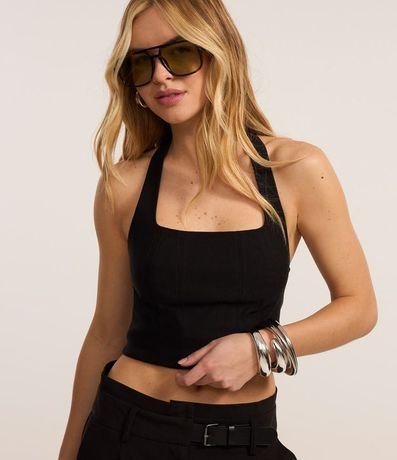 Blusa Cropped en Bengalina Frente Única