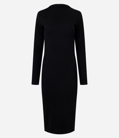 Vestido Reto Largo en Algodón con Fenda en la Parte Baja 5