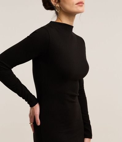 Vestido Reto Largo en Algodón con Fenda en la Parte Baja 4