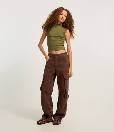 Pantalón Recto en Jeans con Bolsillo Cargo 2