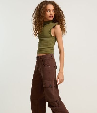 Pantalón Recto en Jeans con Bolsillo Cargo 2