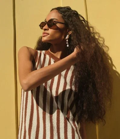 Blusa en Punto con Cuello Redondo y Rayas