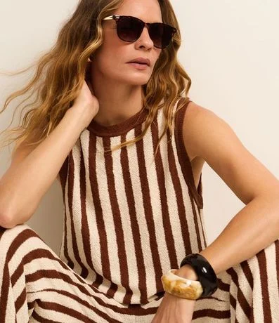 Blusa en Punto con Cuello Redondo y Rayas 4