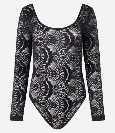 Body en Encaje con Textura Floral y Manga Larga 4