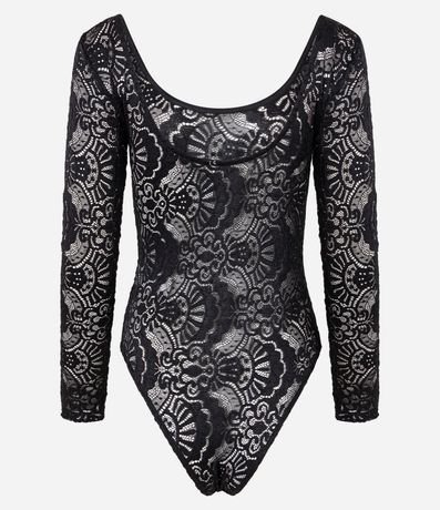 Body en Encaje con Textura Floral y Manga Larga 6