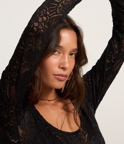 Body en Encaje con Textura Floral y Manga Larga 3