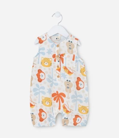 Enterito Infantil con Estampa de Animalitos - Talle 0 a 18 Meses