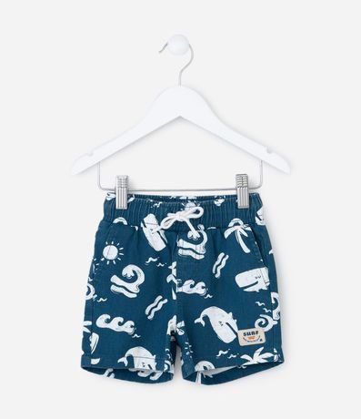 Bermuda Infantil en Sarga con Estampa de Fondo del Mar - Talle 1 a 6 años 2