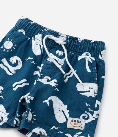 Bermuda Infantil en Sarga con Estampa de Fondo del Mar - Talle 1 a 6 años 6