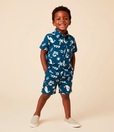 Camisa Infantil en Algodón con Estampa Fondo del Mar - Talle 1 a 6 años