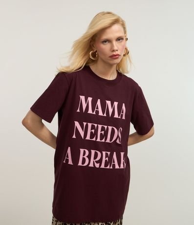 Remera T-shirt en Algodón con Lettering Mama Needs a Break
