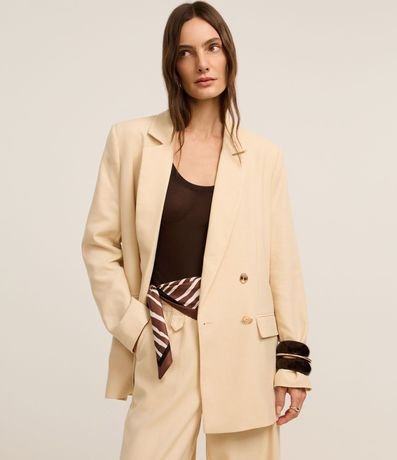 Blazer Oversized en Viscolino con Botones y Solapas