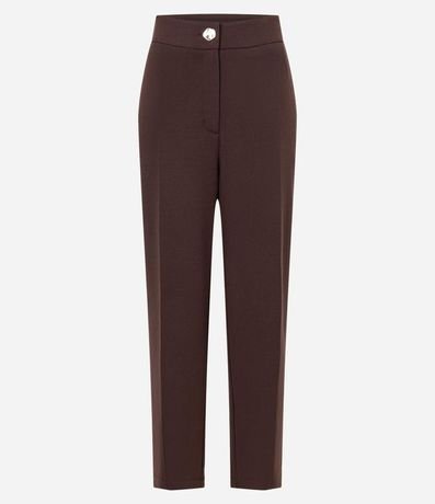 Pantalón Carrot Cintura Alta con Botón de Metal Martillado