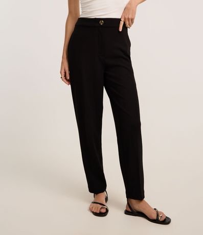 Pantalón Carrot Cintura Alta con Botón de Metal Martillado 4