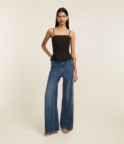 Blusa Peplum Sastrería en Twill con Asas 2