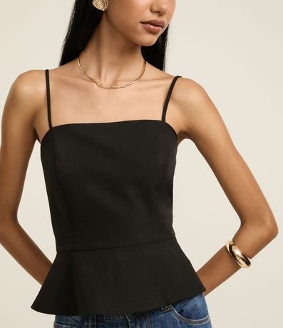 Blusa Peplum Sastrería en Twill con Asas 3