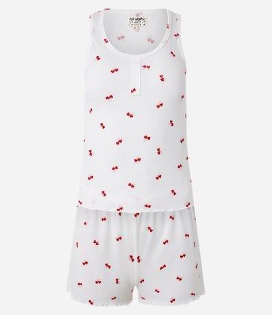 Pijama Short Doll en Rib con Estampa de Cerezas 4