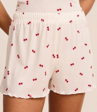 Pijama Short Doll en Rib con Estampa de Cerezas 3