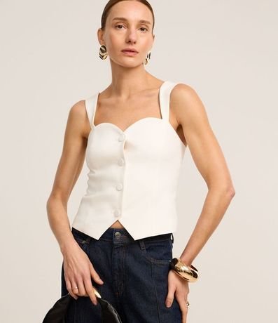 Blusa Sastrería con Escote Corazón y Botones Forrados