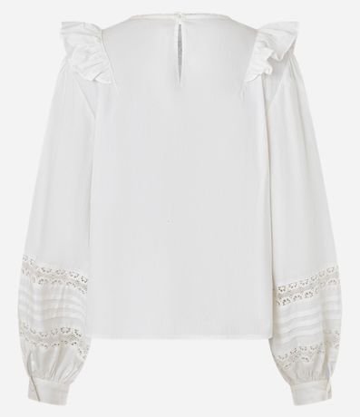 Blusa Bata en Tricolina con Babados y Manga Abullonada 8