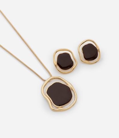 Conjunto de Collar y Caravanas en Resina con Shape Orgánico