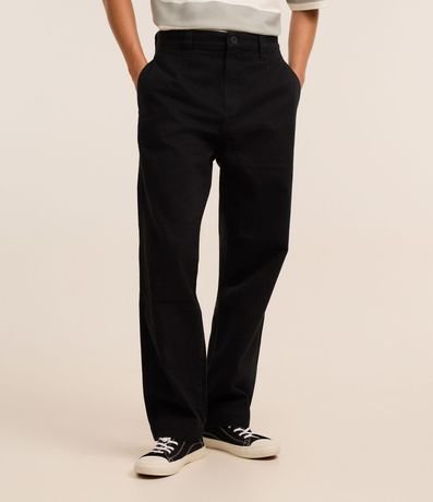 Pantalón Baggy Chino en Sarga con Bolsillos y Detalle en la Cintura 2