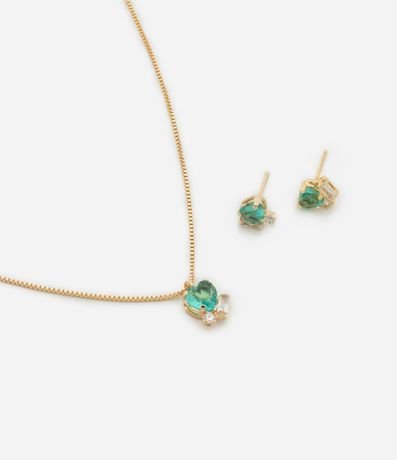 Conjunto de Collar y Caravana en Metal con Detalles en Zirconia