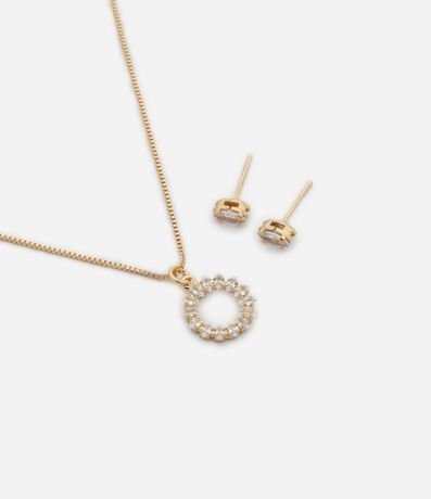 Conjunto de Collar y Caravana en Metal con Detalles de Zirconia