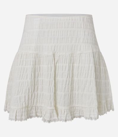 Pollera Corta con Textura Maquinetada y Volado 6