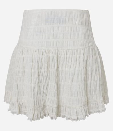 Pollera Corta con Textura Maquinetada y Volado 8