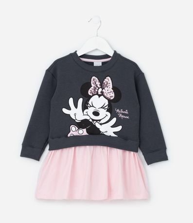 Vestido Infantil en Tule con Estampa de Minnie - Talle 1 a 6 años