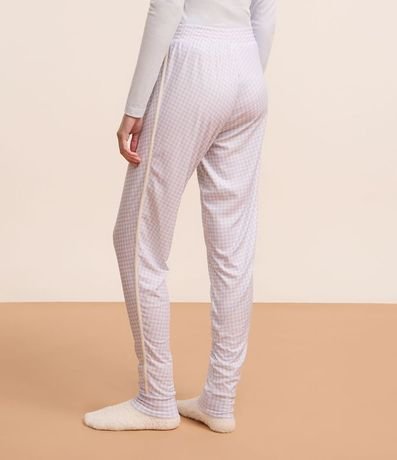 Pantalón de Pijama Jogger en Rib Estampado Vichy con Lazo en la Cintura 4