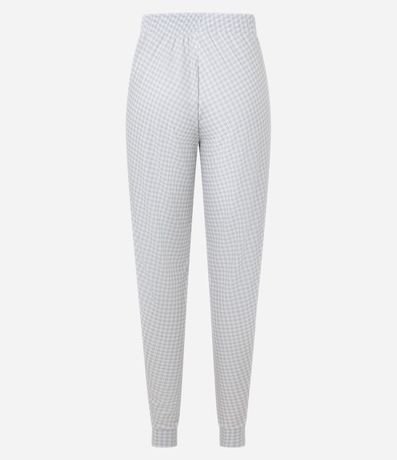 Pantalón de Pijama Jogger en Rib Estampado Vichy con Lazo en la Cintura 6