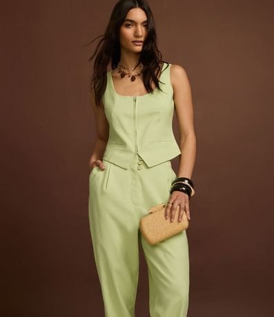 Pantalón Carrot sastre Cintura Alta en Crepé con Bolsillos 5