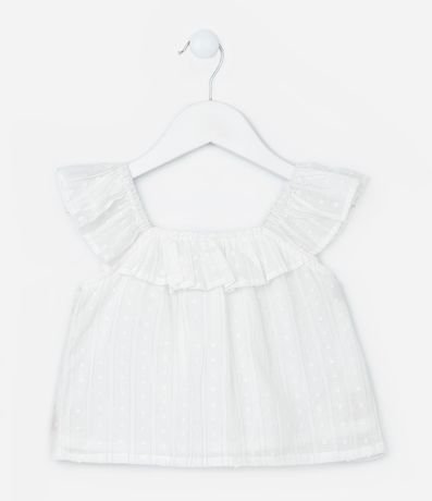 Blusa Infantil en Tricolina Texturizado con Volado - Talle 1 a 6 años