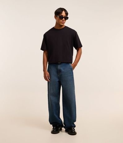 Pantalón Baggy en Jeans con Bolsillo Cuchillo Delantero