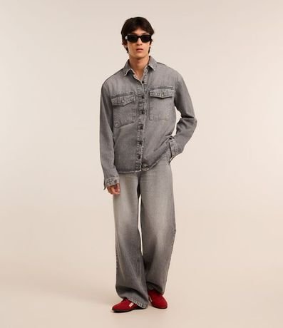 Pantalón Baggy en Jeans con Bolsillo Cuchillo Delantero